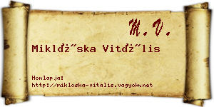 Miklóska Vitális névjegykártya